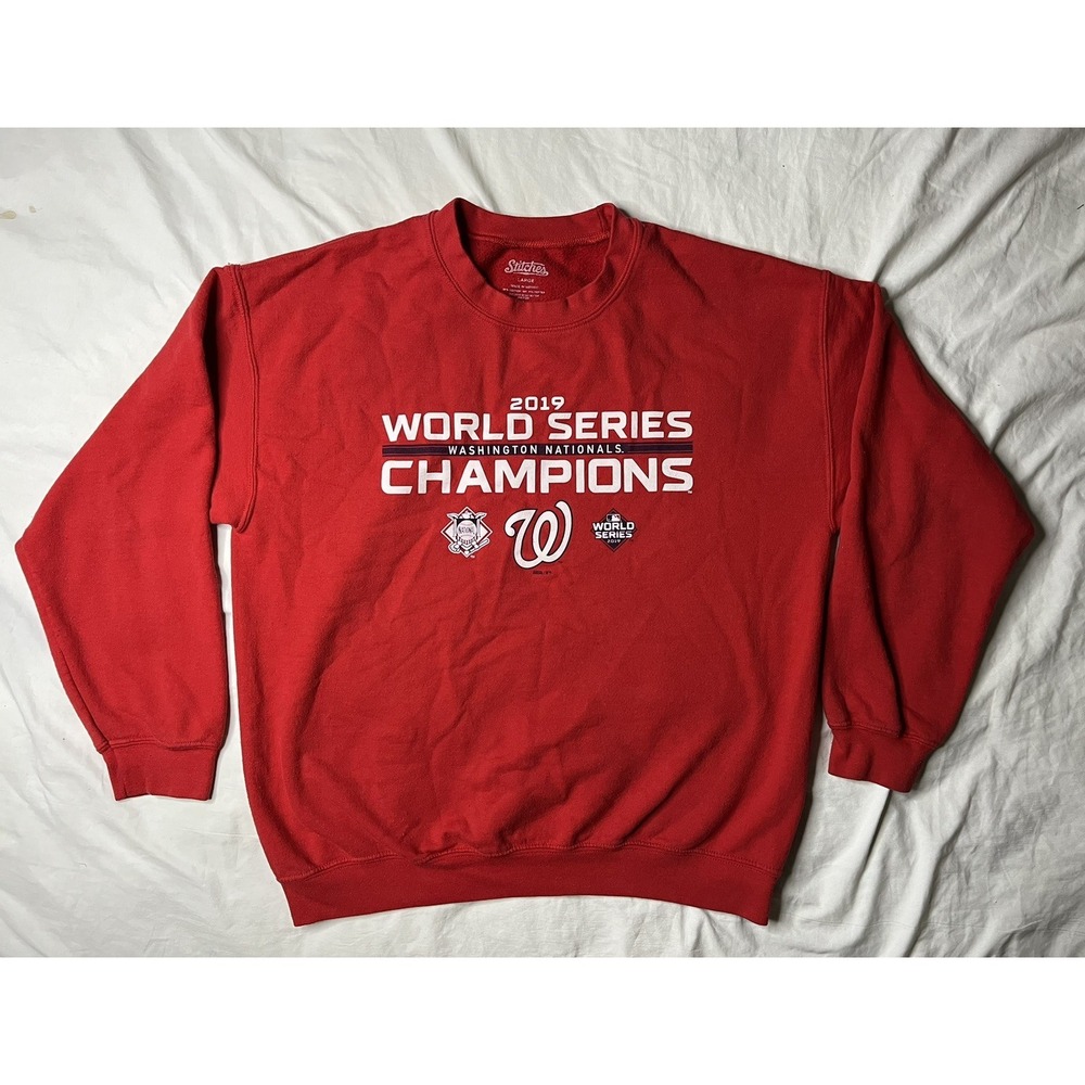 Stitches 2019 World Series Champs Washington Nationals Sweatshirt Mens Large Red